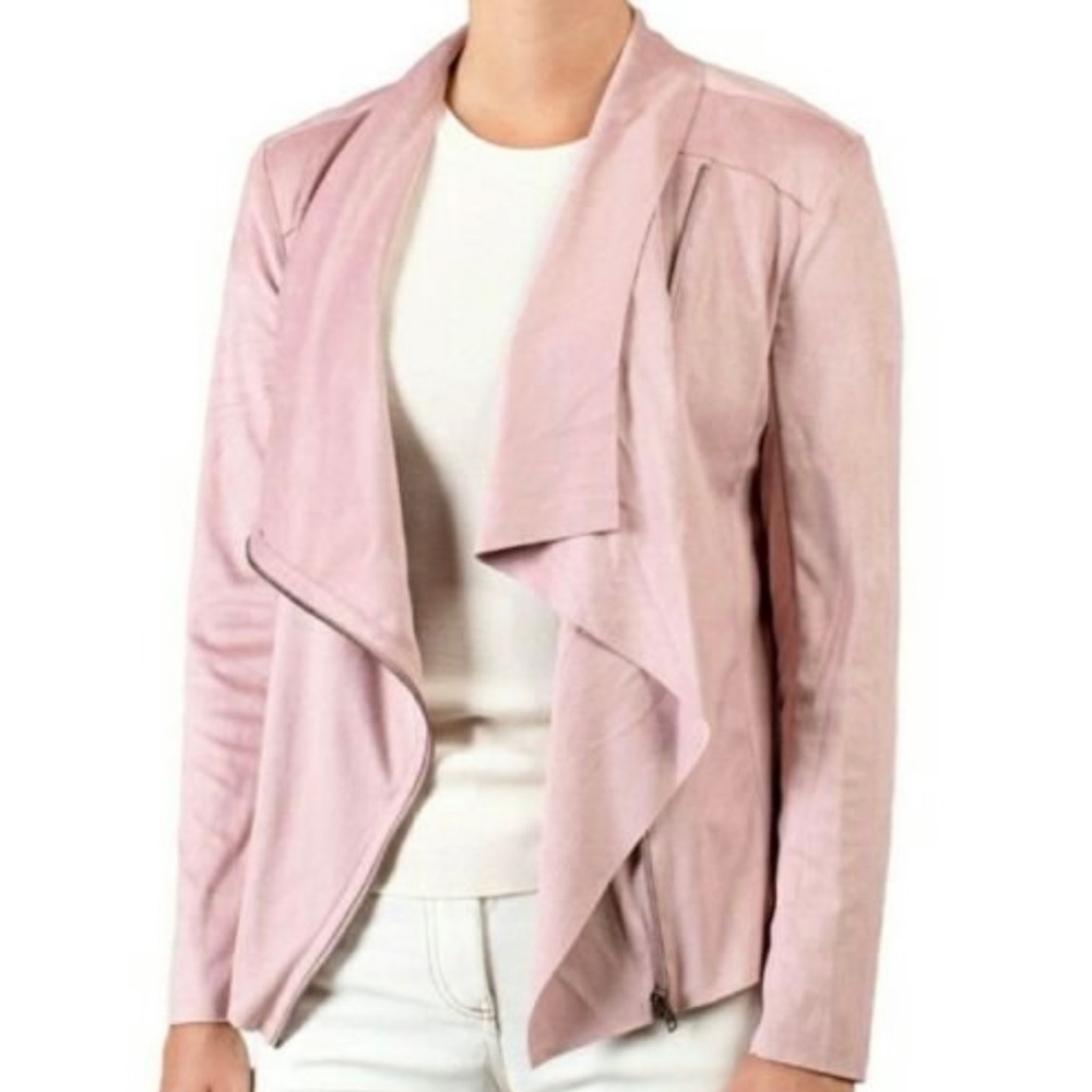 Dusty Blush colored faux suede lightweight Moto jacket Size: Medium NWT